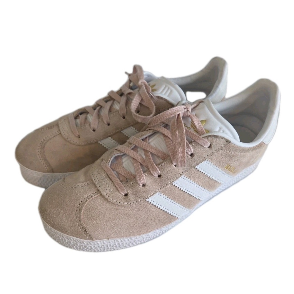 Adidas Gazelle Women's 6 Sneakers Halo Blush Rose & White Classic Suede Gold - Picture 9 of 13